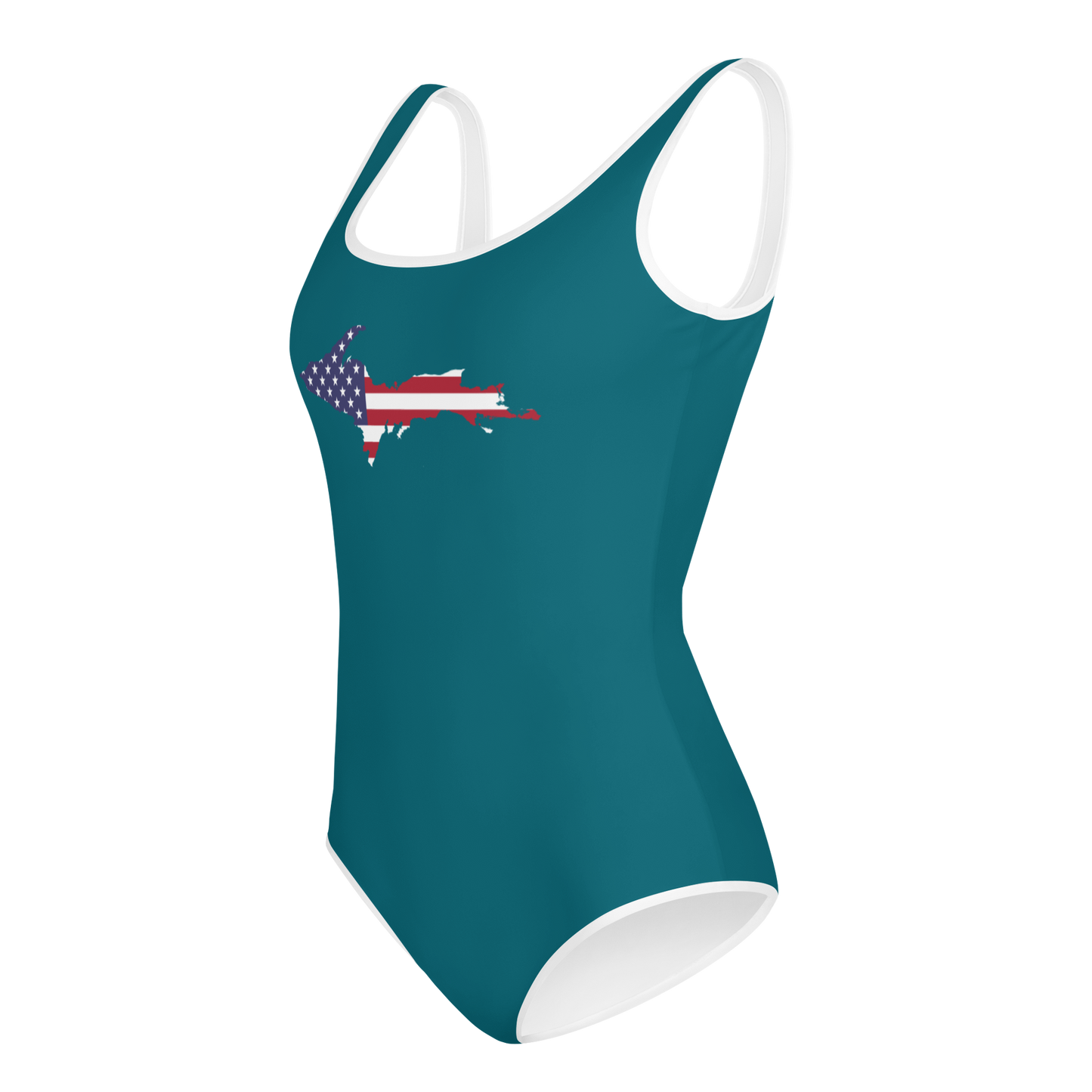 Michigan Upper Peninsula Youth Swimsuit (w/ UP Outline) | Auburn Hills Teal