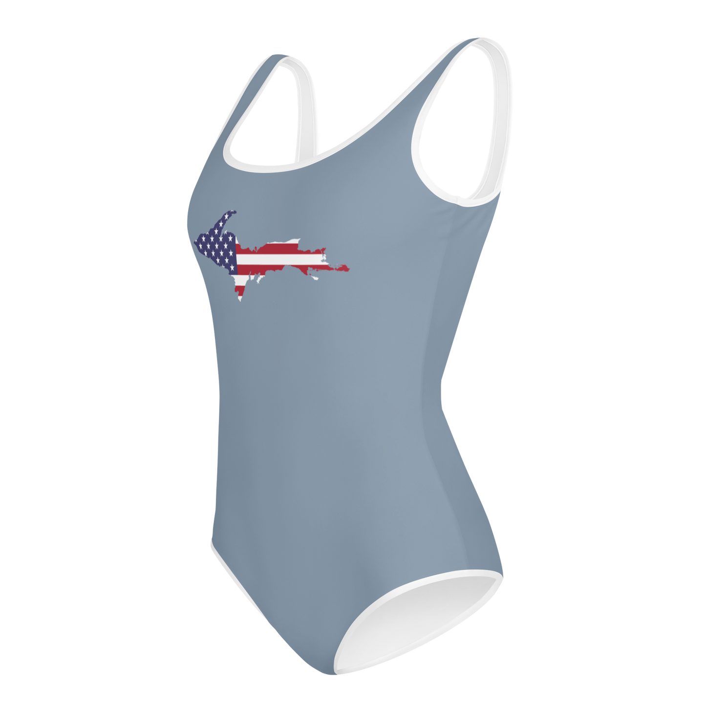 Michigan Upper Peninsula Youth Swimsuit (w/ UP Outline) | B-24 Grey