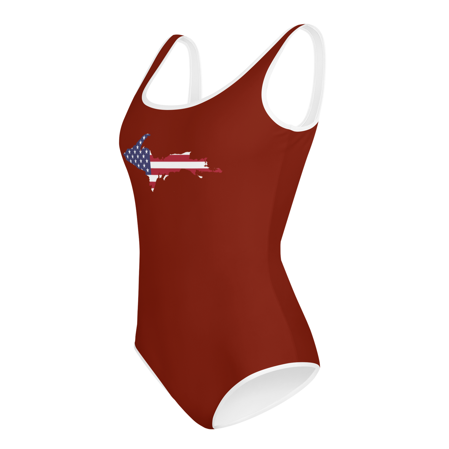 Michigan Upper Peninsula Youth Swimsuit (w/ UP Outline) | Cherryland Red