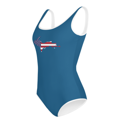 Michigan Upper Peninsula Youth Swimsuit (w/ UP Outline) | Blueberry