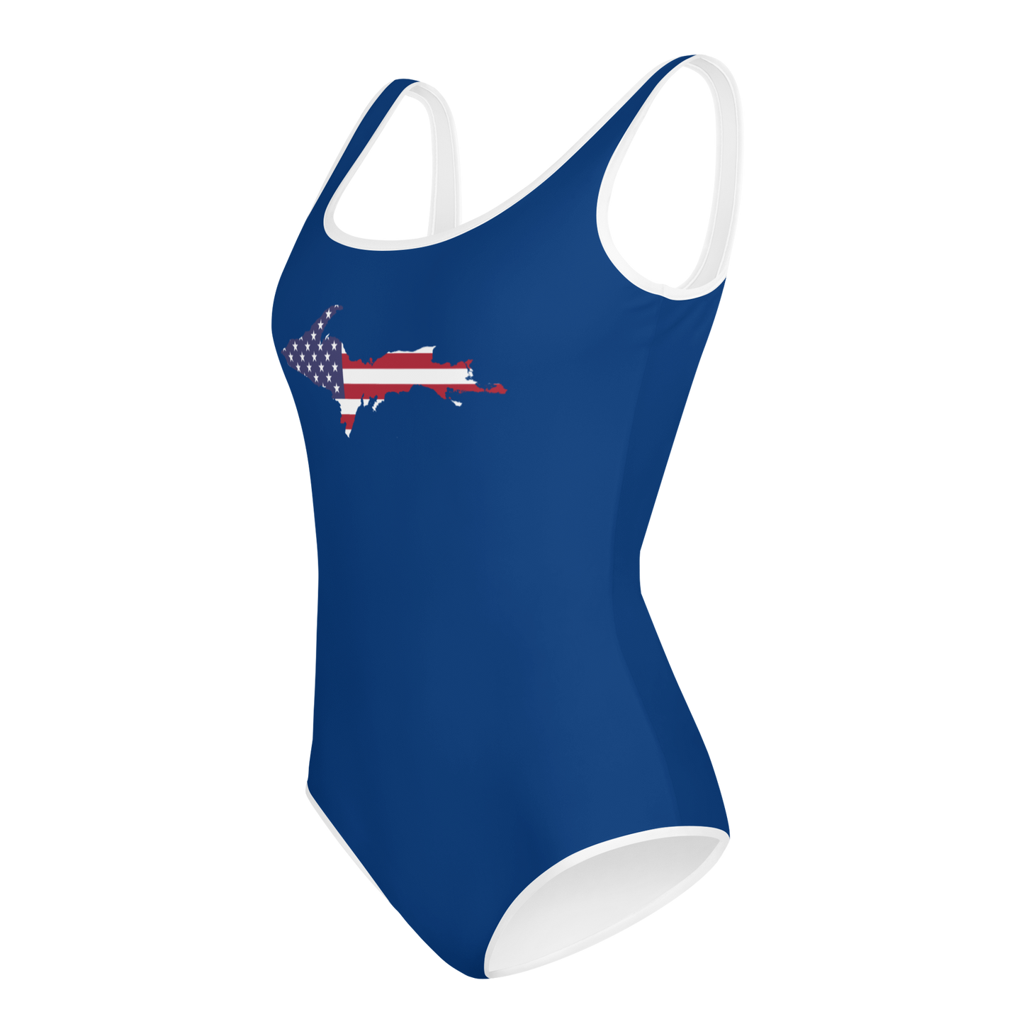 Michigan Upper Peninsula Youth Swimsuit (w/ UP Outline) | Dearborn Blue