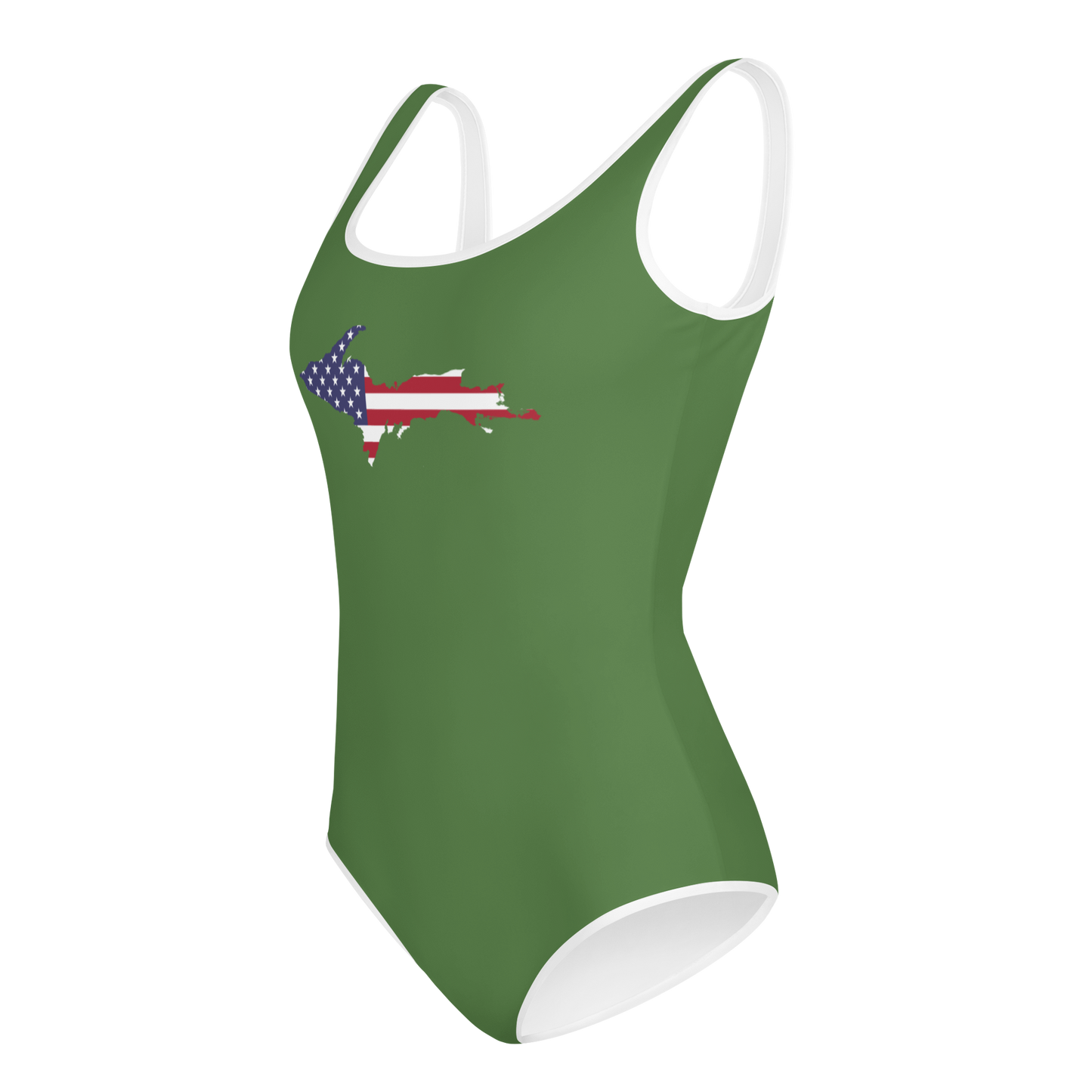 Michigan Upper Peninsula Youth Swimsuit (w/ UP Outline) | Pine Green