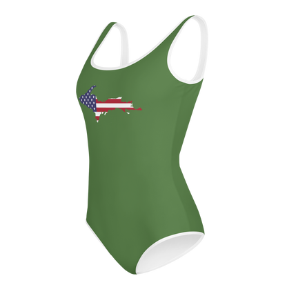 Michigan Upper Peninsula Youth Swimsuit (w/ UP Outline) | Pine Green