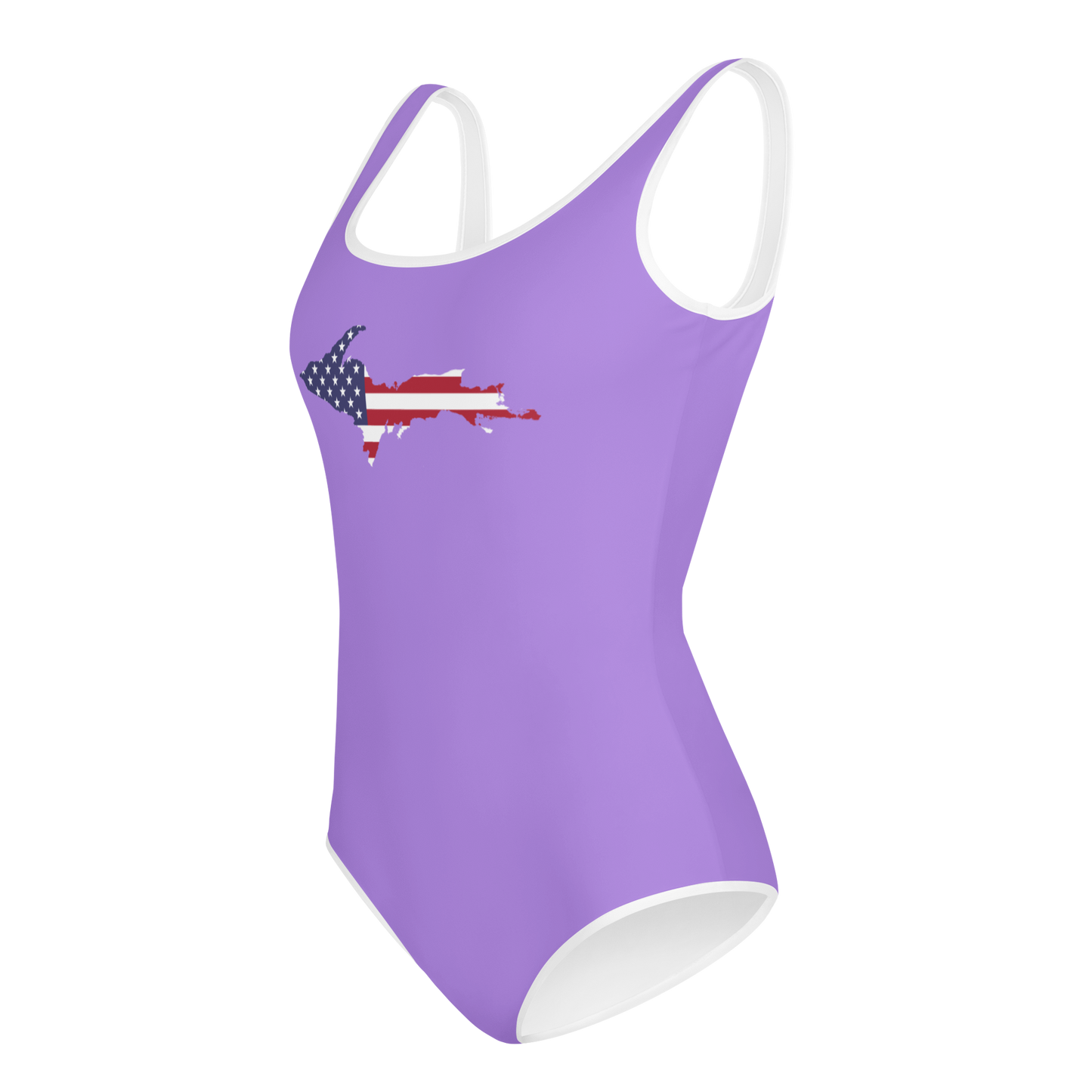 Michigan Upper Peninsula Youth Swimsuit (w/ UP Outline) | Lavender