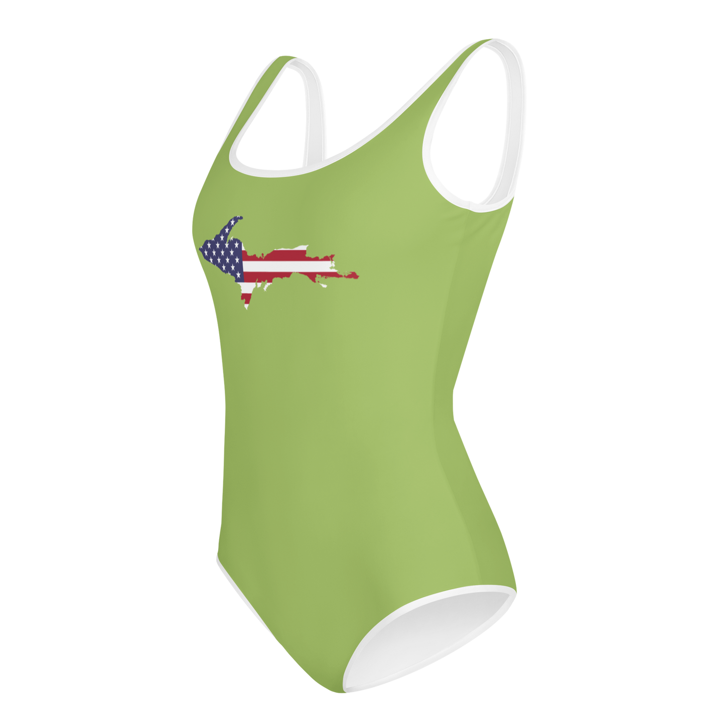 Michigan Upper Peninsula Youth Swimsuit (w/ UP Outline) | Gooseberry Green