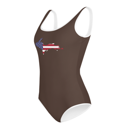 Michigan Upper Peninsula Youth Swimsuit (w/ UP Outline) | Hickory Color