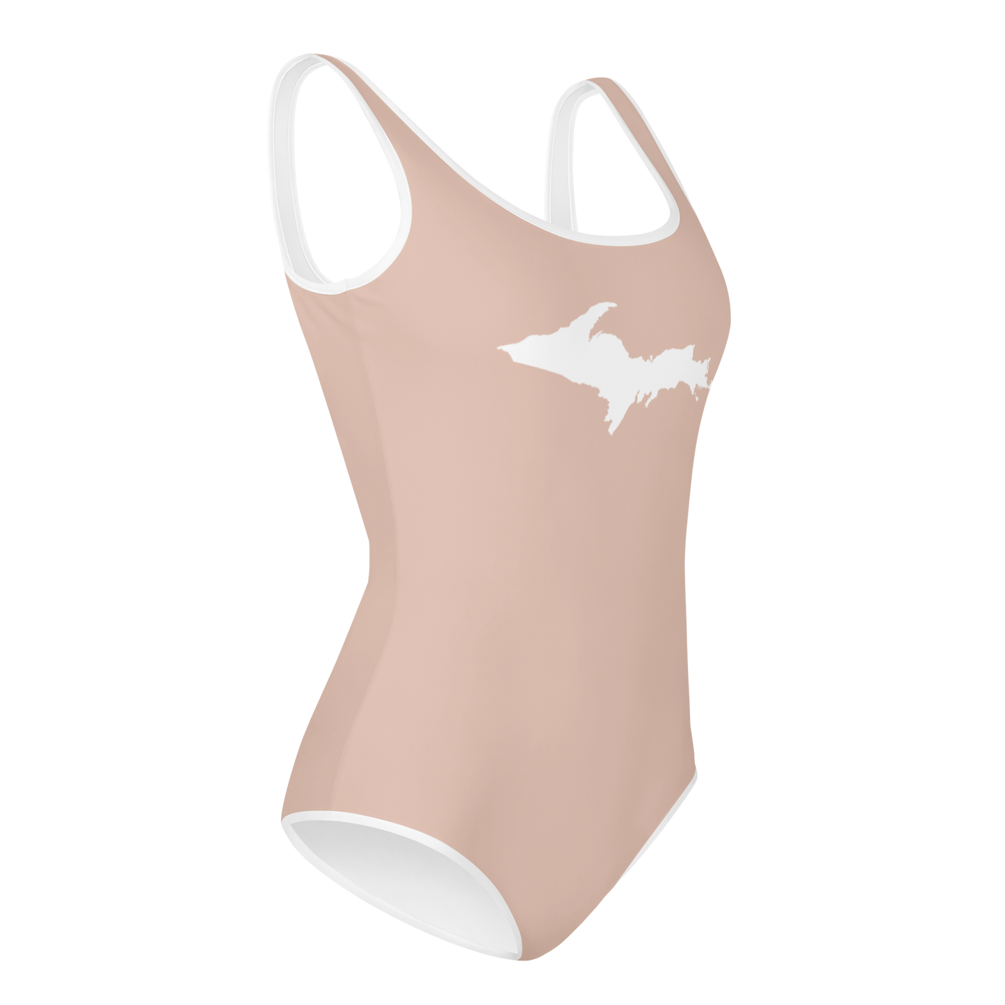 Michigan Upper Peninsula Youth Swimsuit (w/ UP Outline) | Rose Gold