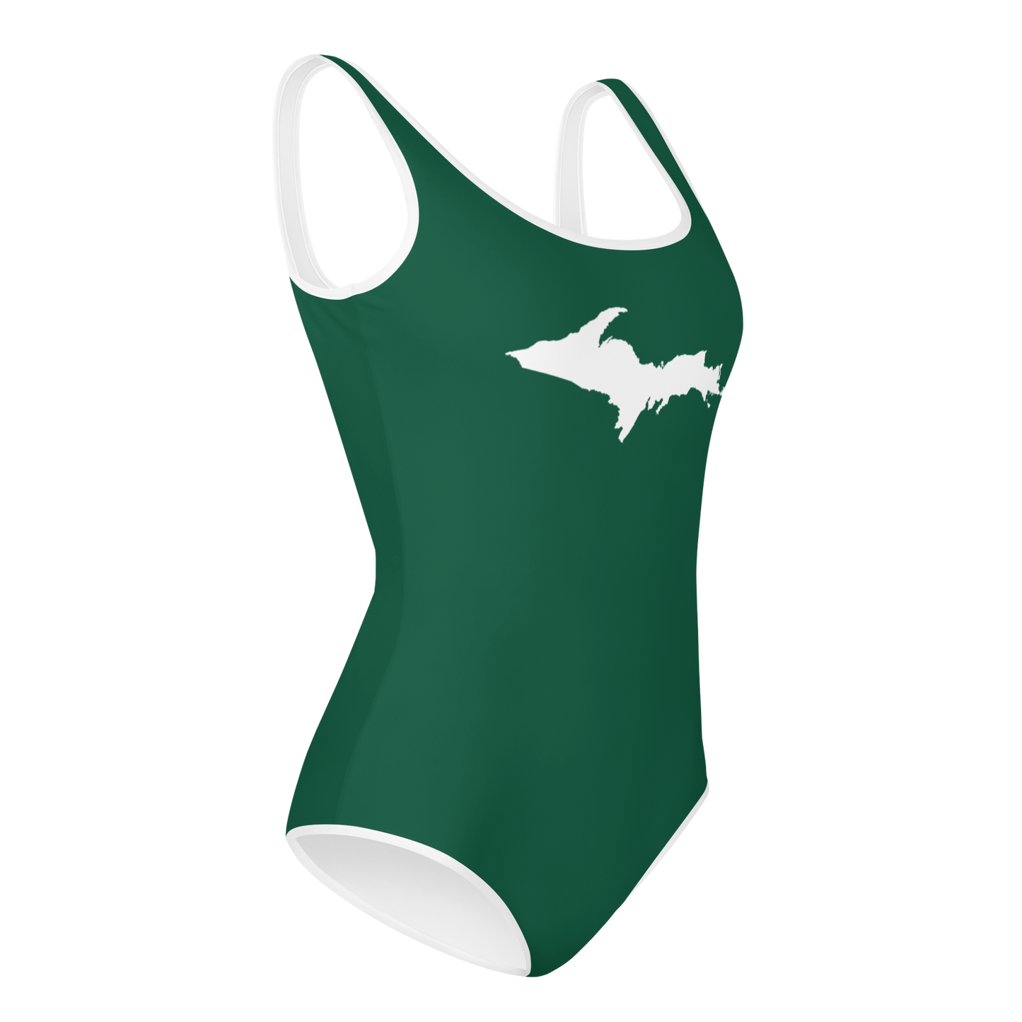 Michigan Upper Peninsula Youth Swimsuit (w/ UP Outline) | Superior Green