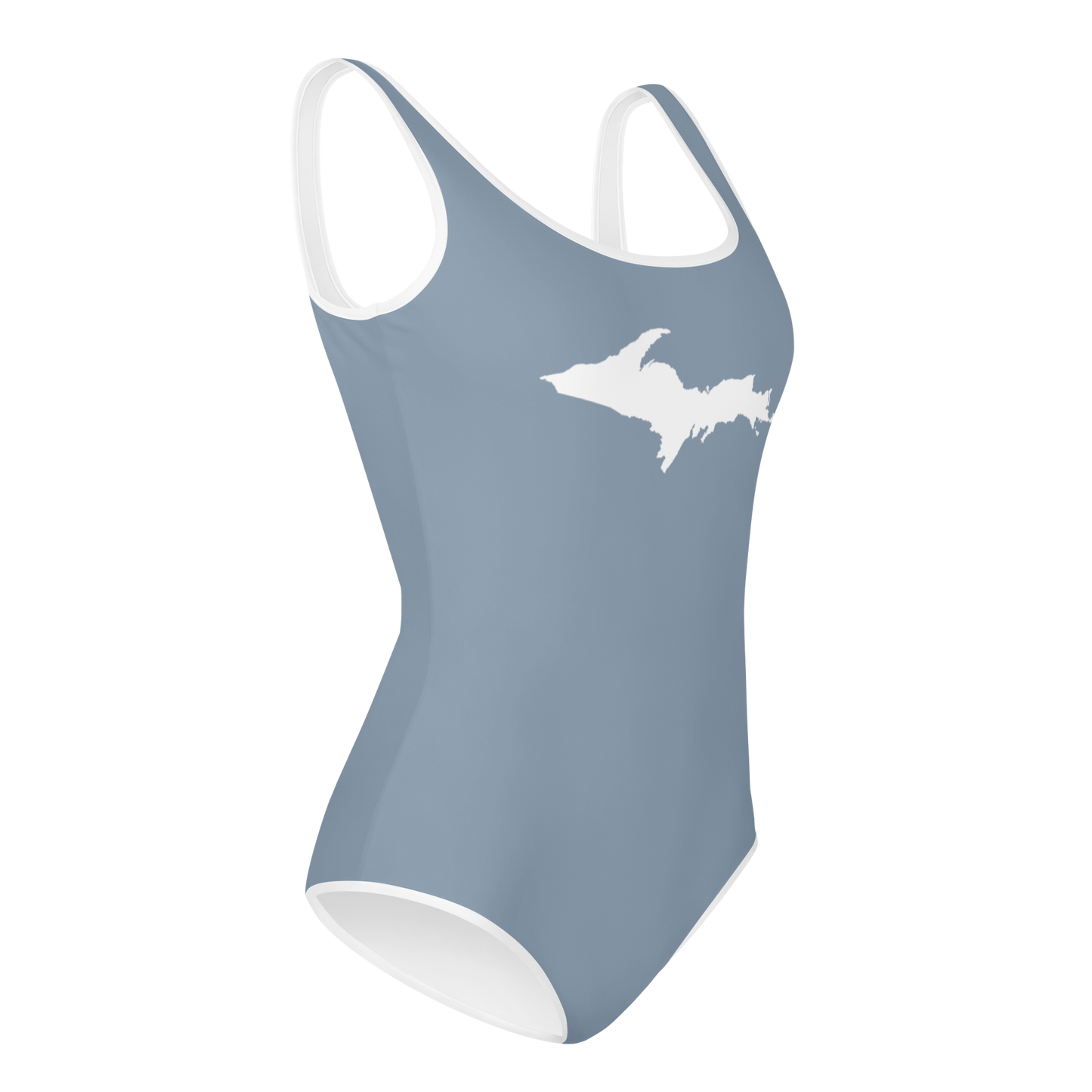 Michigan Upper Peninsula Youth Swimsuit (w/ UP Outline) | B-24 Grey