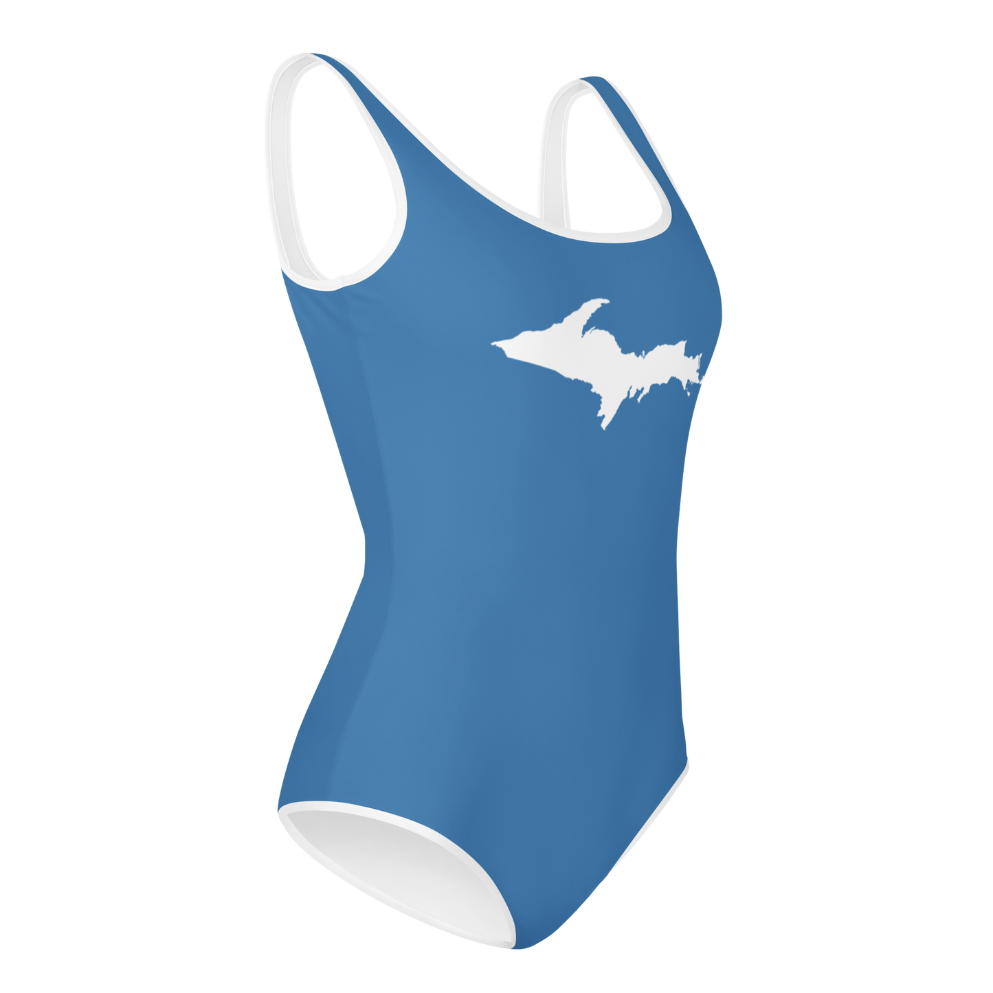 Michigan Upper Peninsula Youth Swimsuit (w/ UP Outline) | Lake Superior Blue