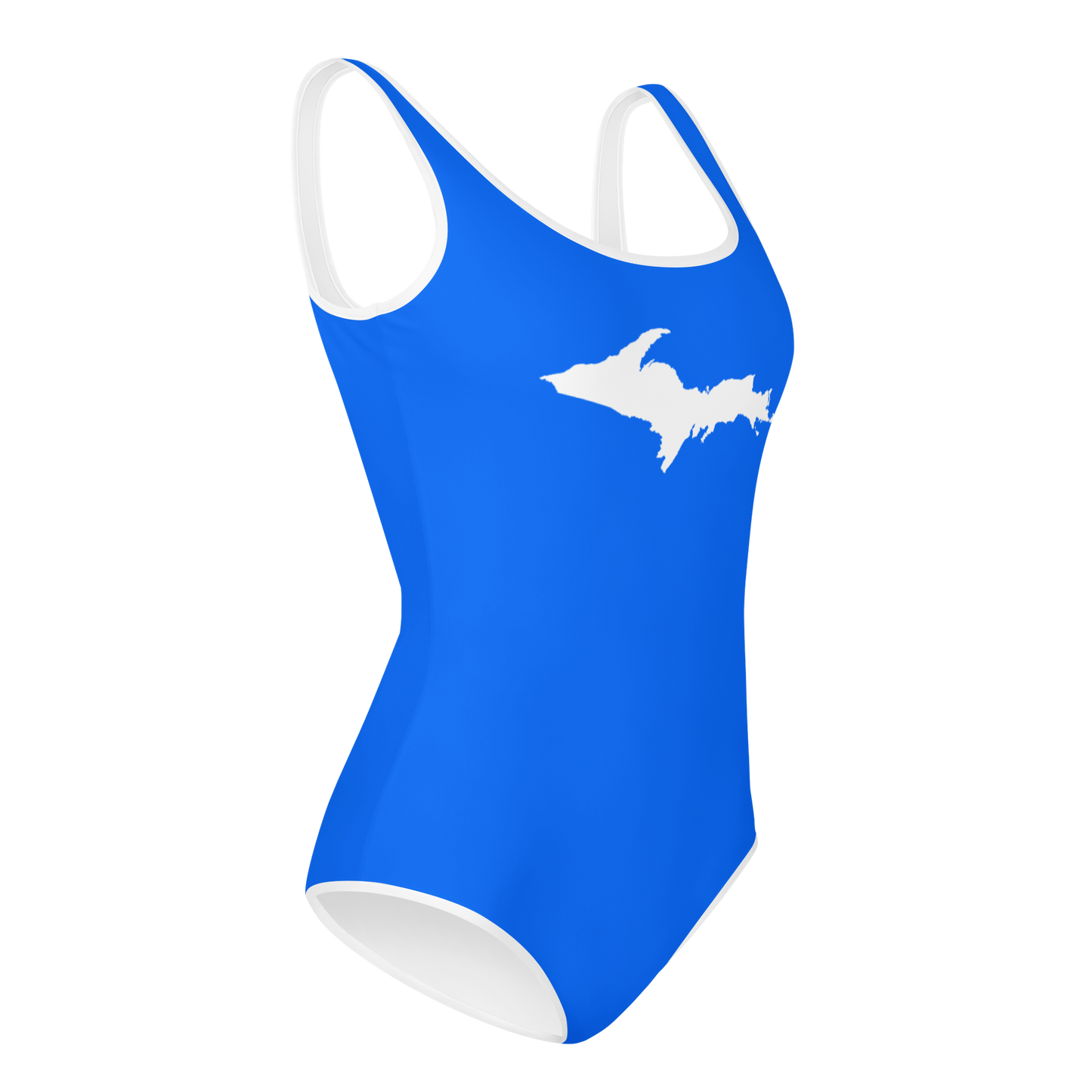 Michigan Upper Peninsula Youth Swimsuit (w/ UP Outline) | Motor Town Blue