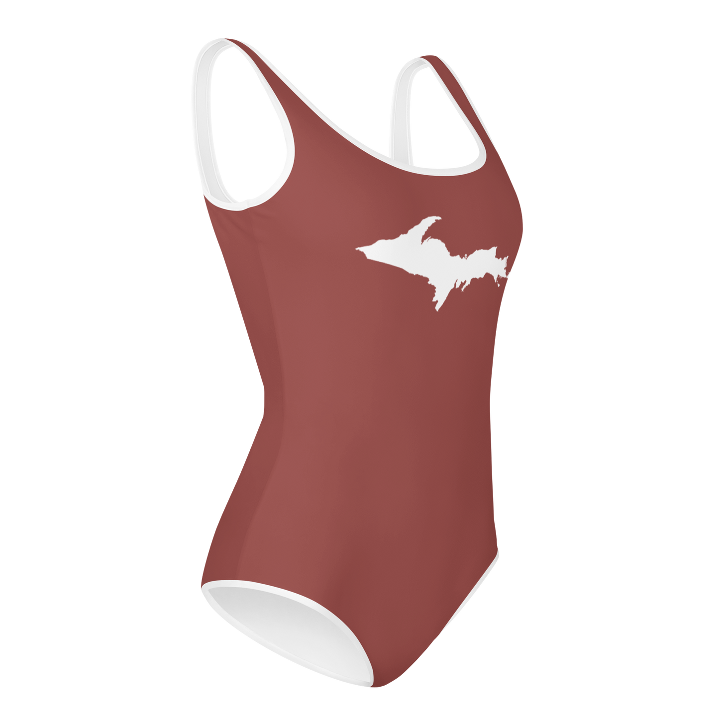 Michigan Upper Peninsula Youth Swimsuit (w/ UP Outline) | Ore Dock Red