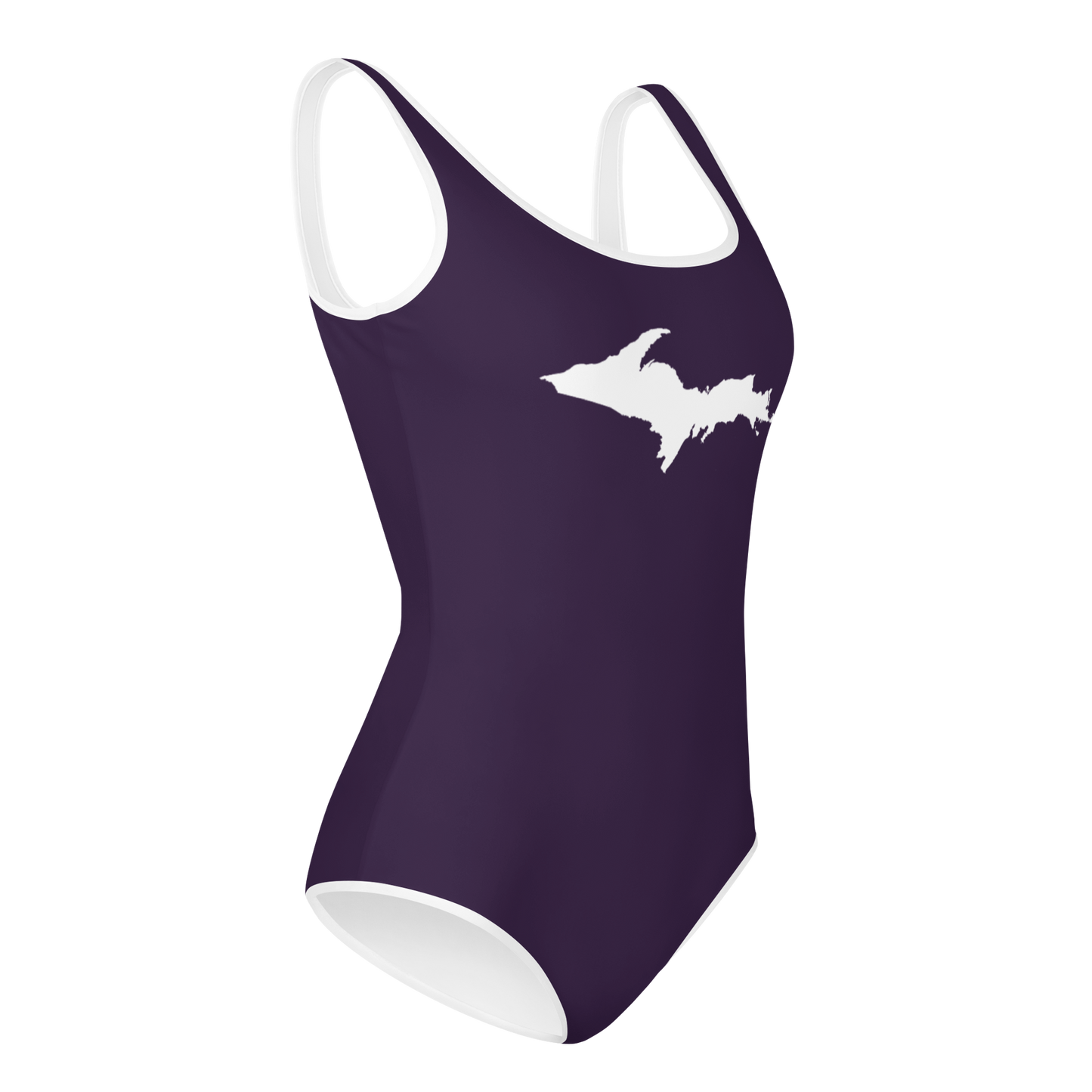 Michigan Upper Peninsula Youth Swimsuit (w/ UP Outline) | Blackcurrant