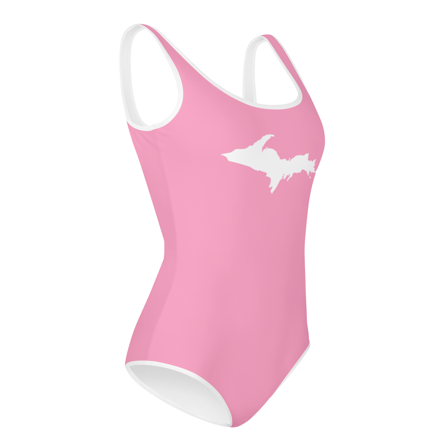 Michigan Upper Peninsula Youth Swimsuit (w/ UP Outline) | '67 Caddie Pink