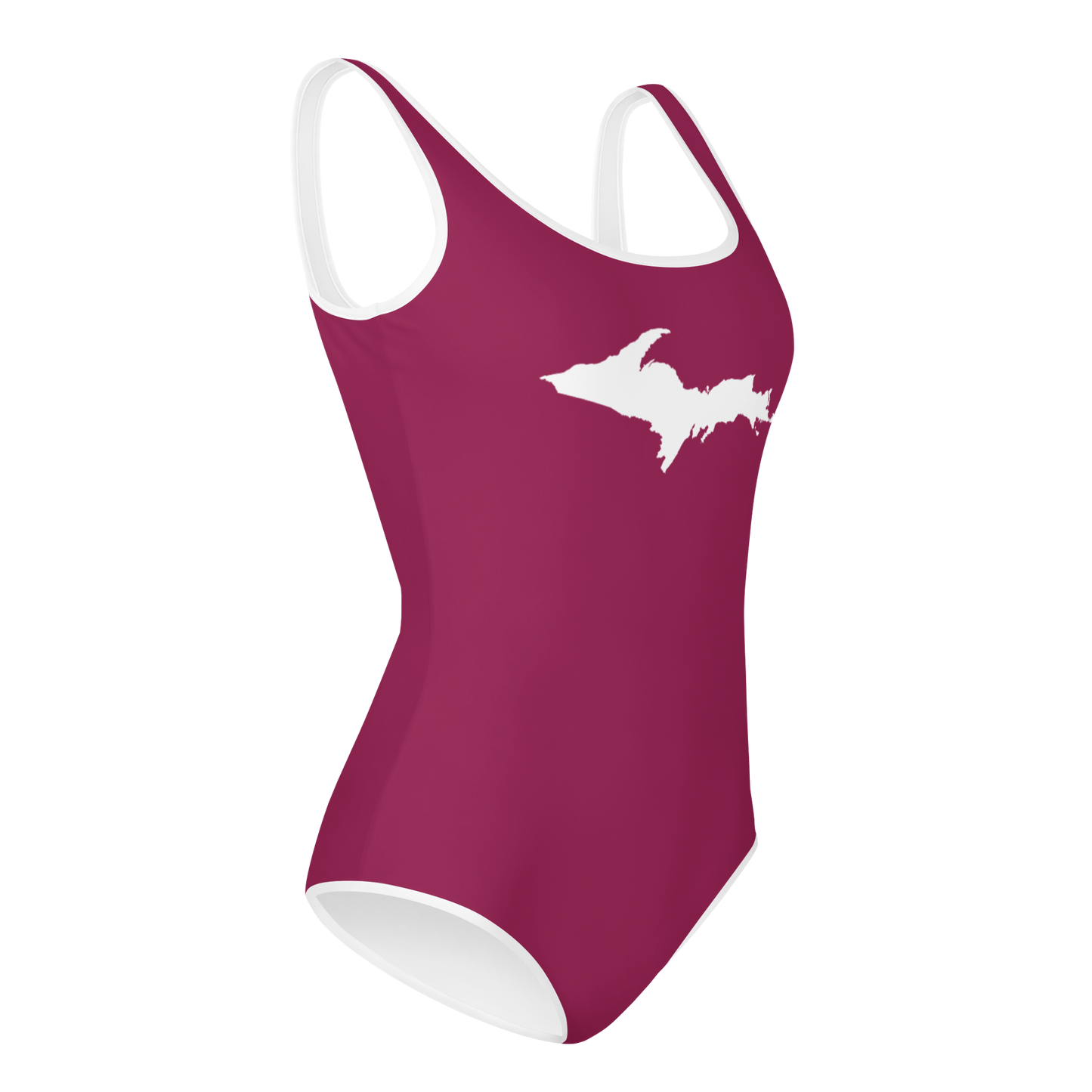 Michigan Upper Peninsula Youth Swimsuit (w/ UP Outline) | Ruby Red