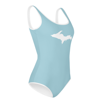 Michigan Upper Peninsula Youth Swimsuit (w/ UP Outline) | '58 Caddie Blue