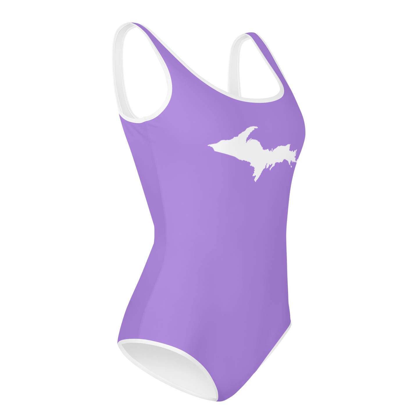 Michigan Upper Peninsula Youth Swimsuit (w/ UP Outline) | Lavender