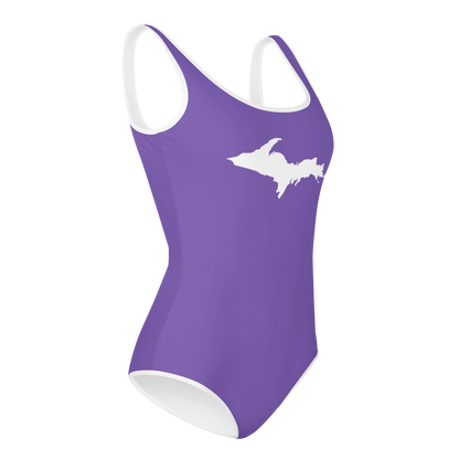 Michigan Upper Peninsula Youth Swimsuit (w/ UP Outline) | Lake Iris