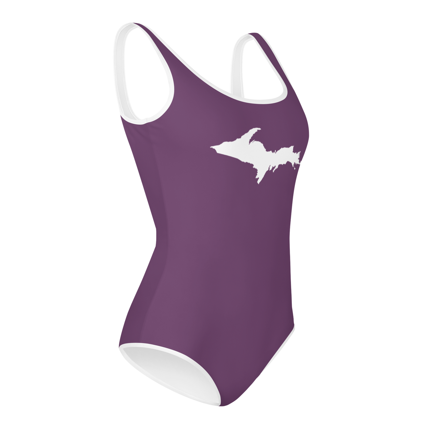 Michigan Upper Peninsula Youth Swimsuit (w/ UP Outline) | Plum