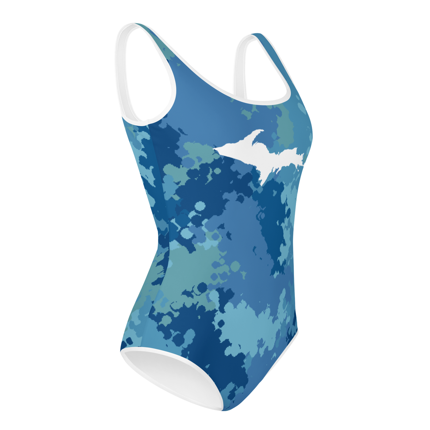 Michigan Upper Peninsula Youth Swimsuit (w/ UP Outline) | Great Lakes Camo