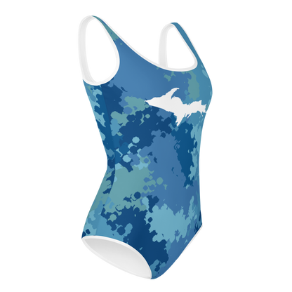 Michigan Upper Peninsula Youth Swimsuit (w/ UP Outline) | Great Lakes Camo