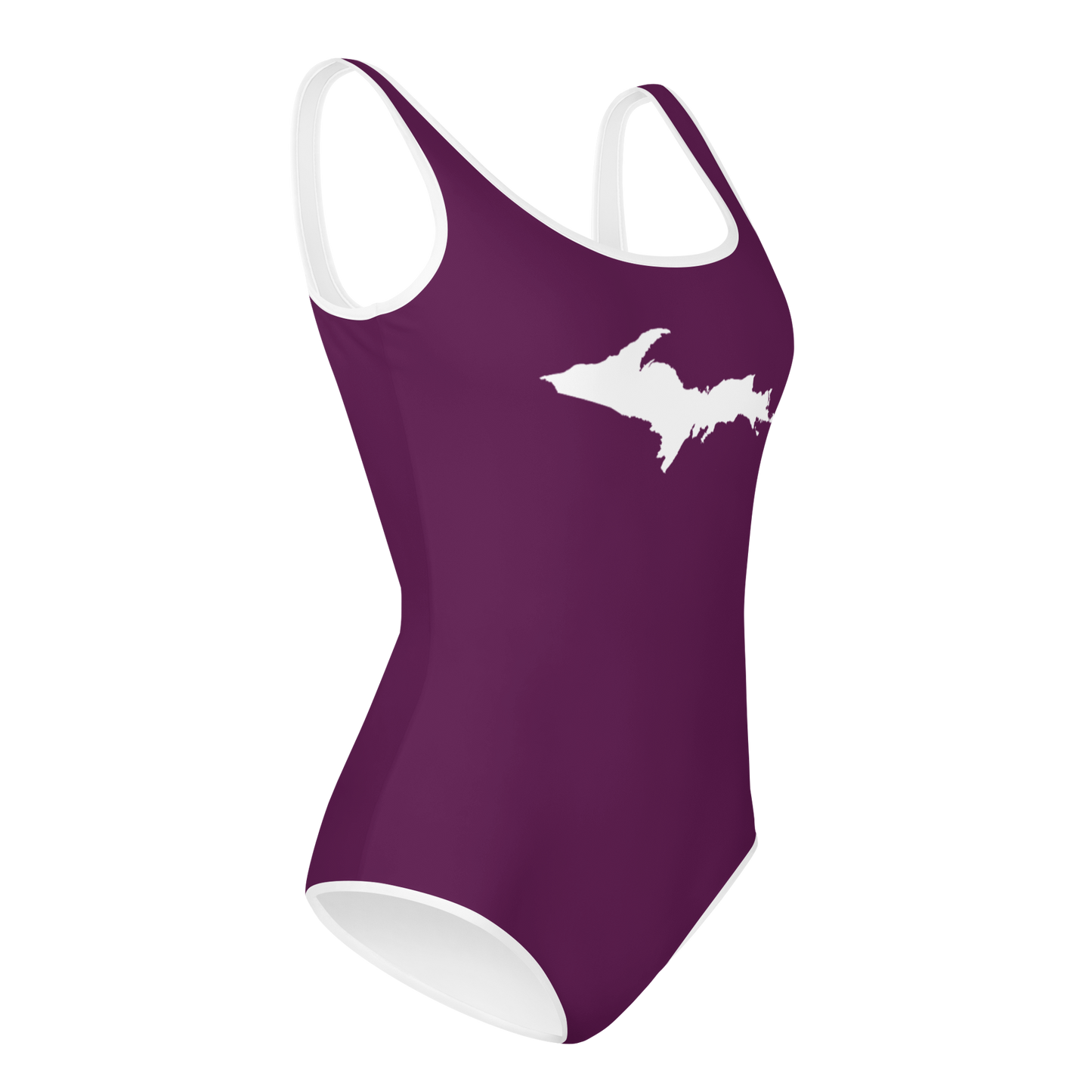 Michigan Upper Peninsula Youth Swimsuit (w/ UP Outline) | Tyrian Purple