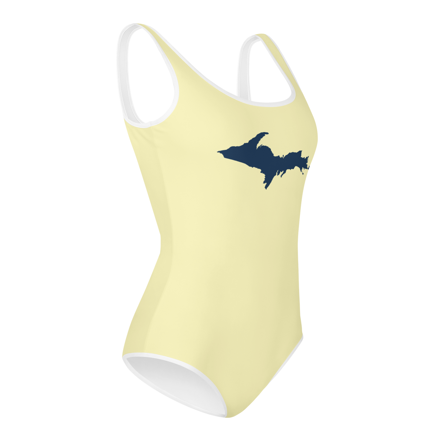 Michigan Upper Peninsula Youth Swimsuit (w/ UP Outline) | Canary Yellow