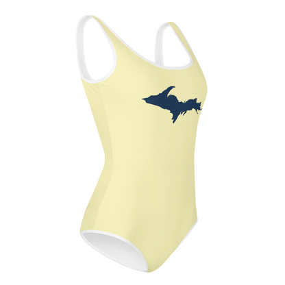 Michigan Upper Peninsula Youth Swimsuit (w/ UP Outline) | Canary Yellow