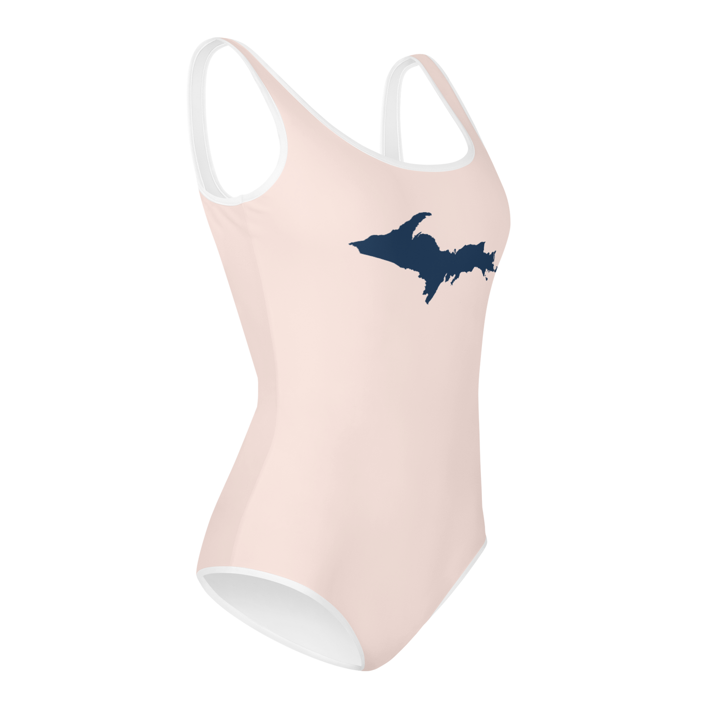 Michigan Upper Peninsula Youth Swimsuit (w/ UP Outline) | Champagne Pink