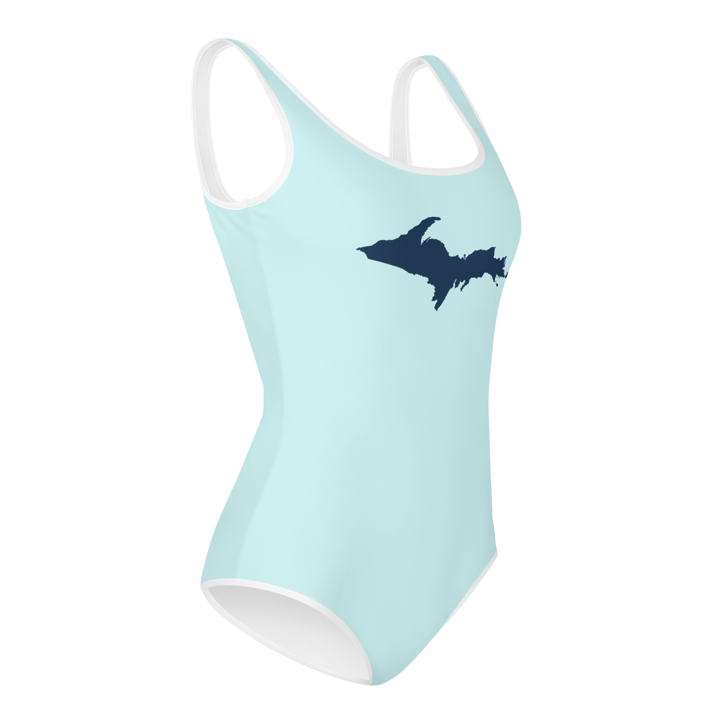 Michigan Upper Peninsula Youth Swimsuit (w/ UP Outline) | Cyan