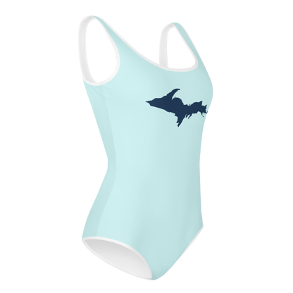 Michigan Upper Peninsula Youth Swimsuit (w/ UP Outline) | Cyan