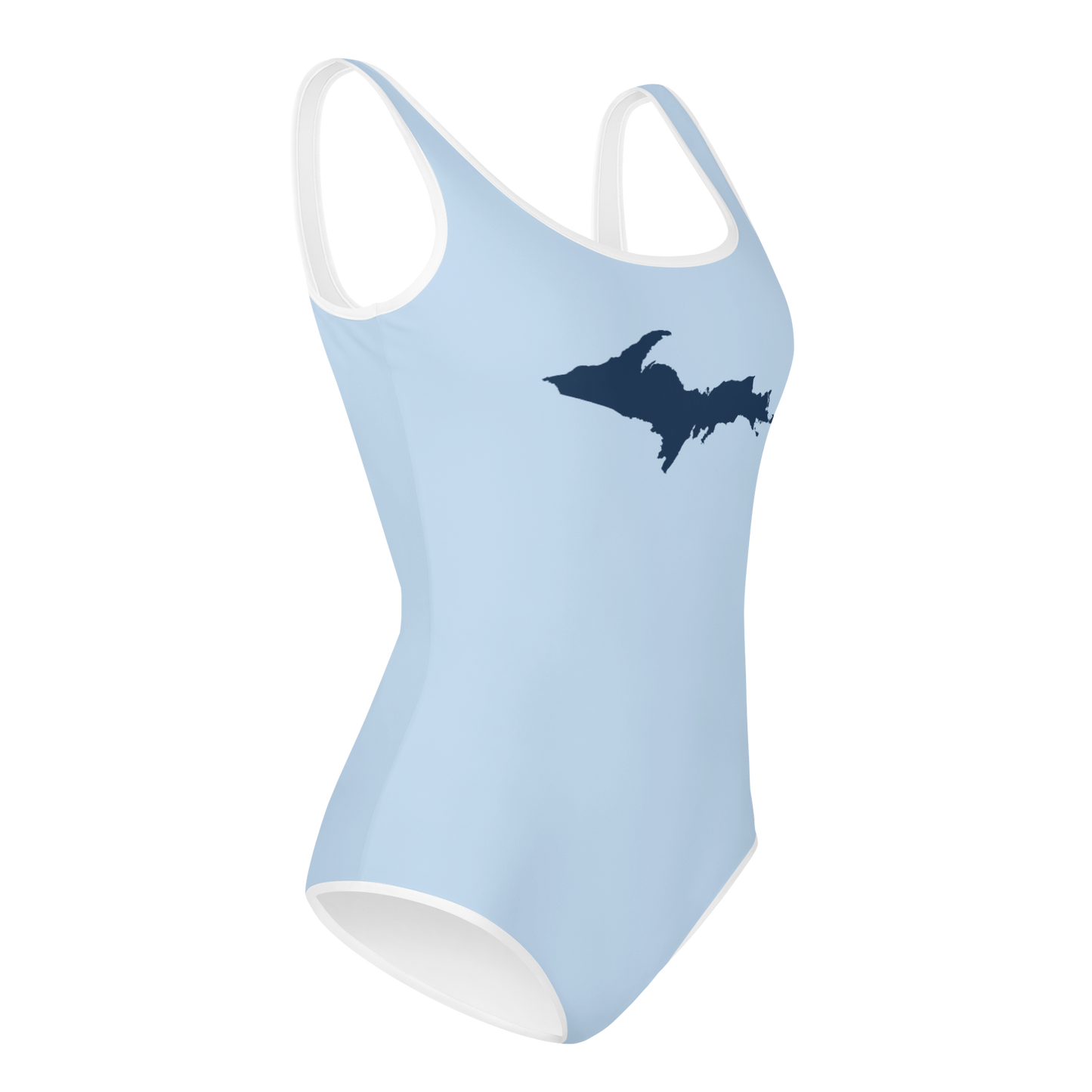 Michigan Upper Peninsula Youth Swimsuit (w/ UP Outline) | Light Blue