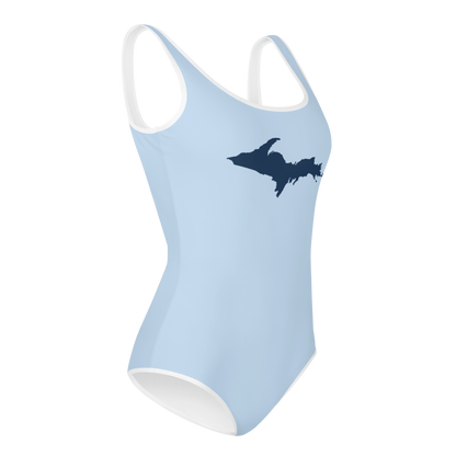 Michigan Upper Peninsula Youth Swimsuit (w/ UP Outline) | Light Blue