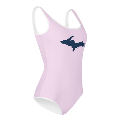 Michigan Upper Peninsula Youth Swimsuit (w/ UP Outline) | Pale Lavender