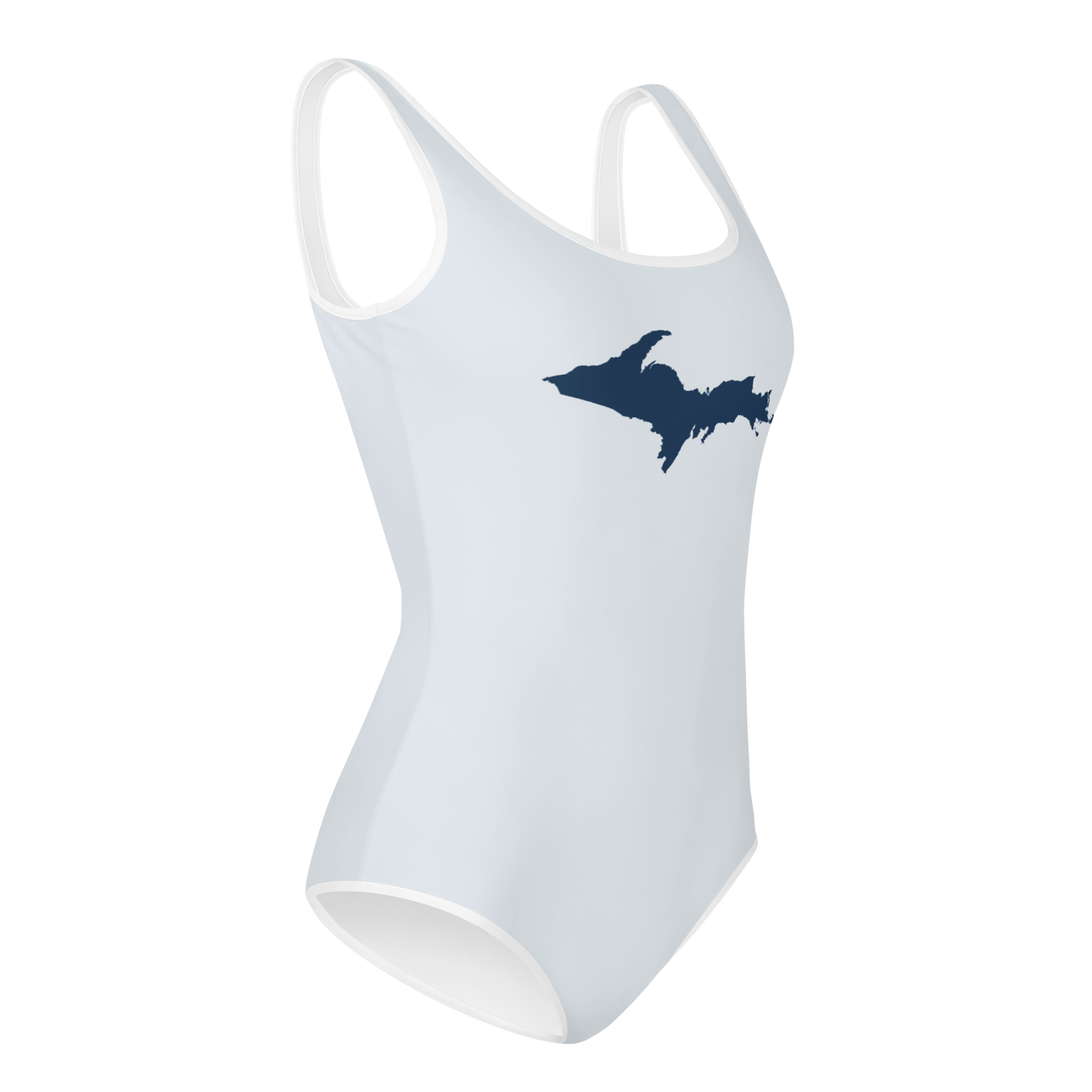 Michigan Upper Peninsula Youth Swimsuit (w/ UP Outline) | Gossy White