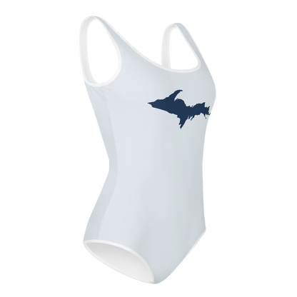 Michigan Upper Peninsula Youth Swimsuit (w/ UP Outline) | Gossy White