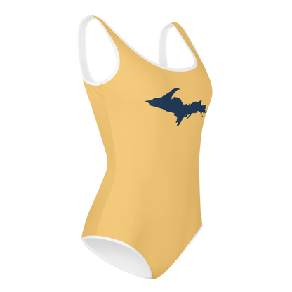 Michigan Upper Peninsula Youth Swimsuit (w/ UP Outline) | Citrine