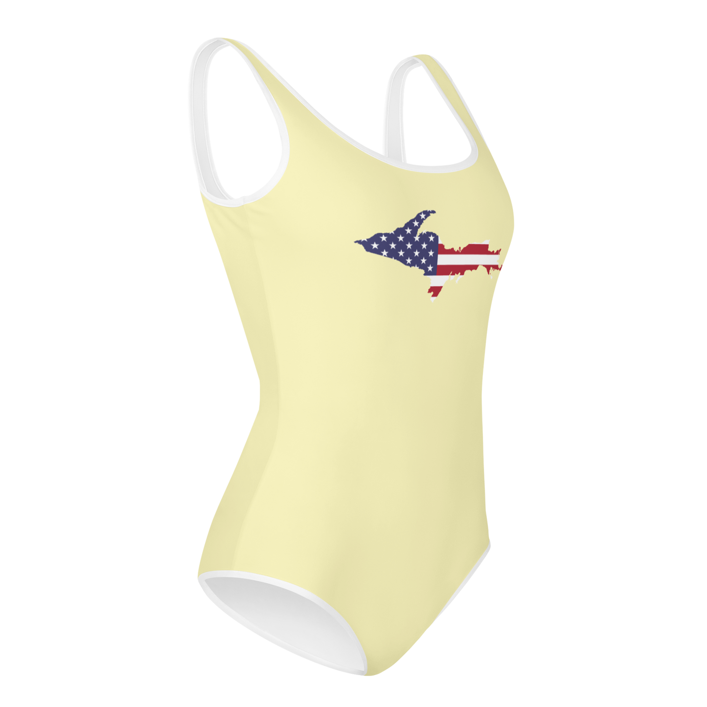 Michigan Upper Peninsula Youth Swimsuit (w/ UP Outline) | Canary Yellow