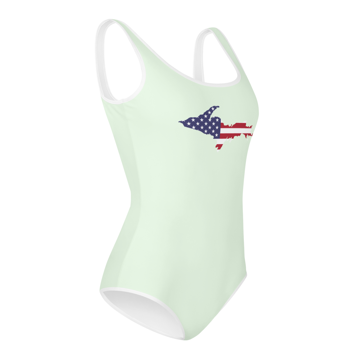 Michigan Upper Peninsula Youth Swimsuit (w/ UP Outline) | Dew Green