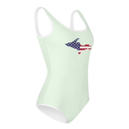 Michigan Upper Peninsula Youth Swimsuit (w/ UP Outline) | Dew Green