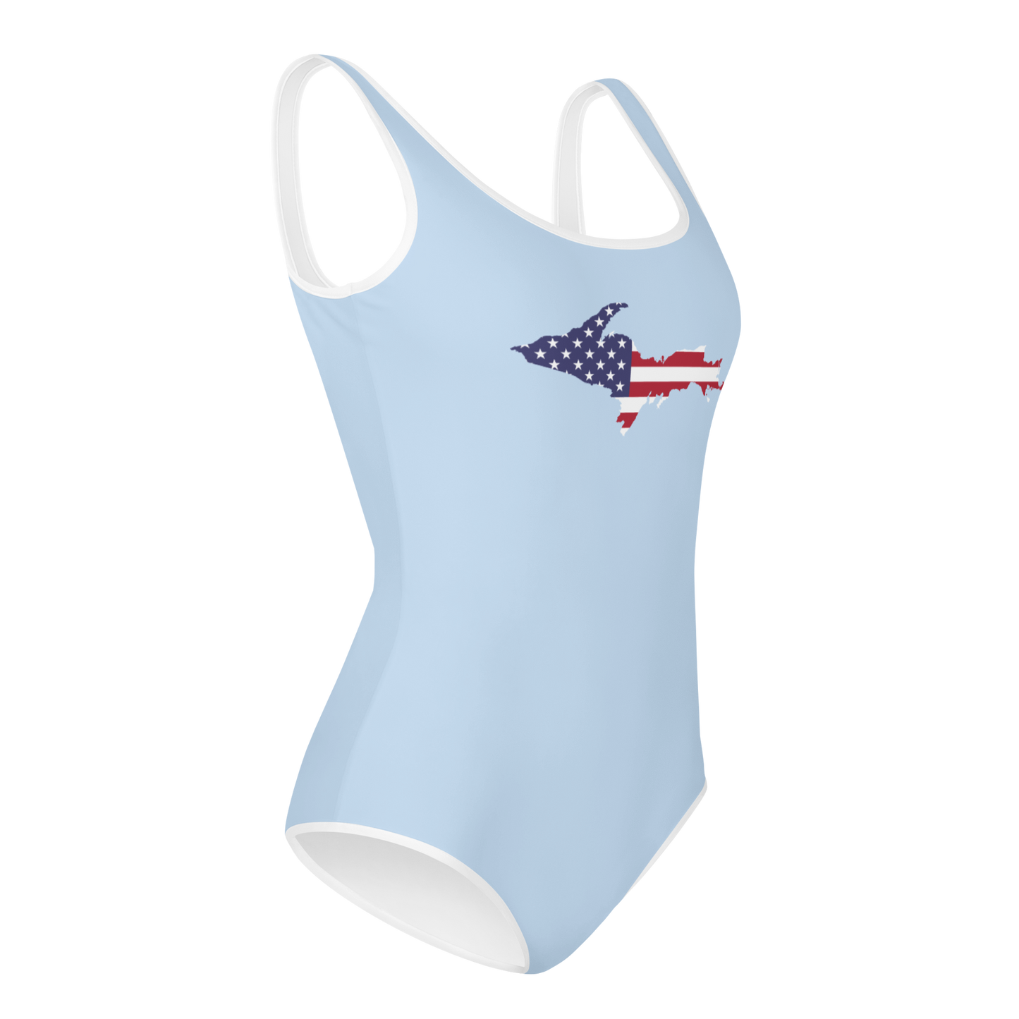 Michigan Upper Peninsula Youth Swimsuit (w/ UP Outline) | Light Blue