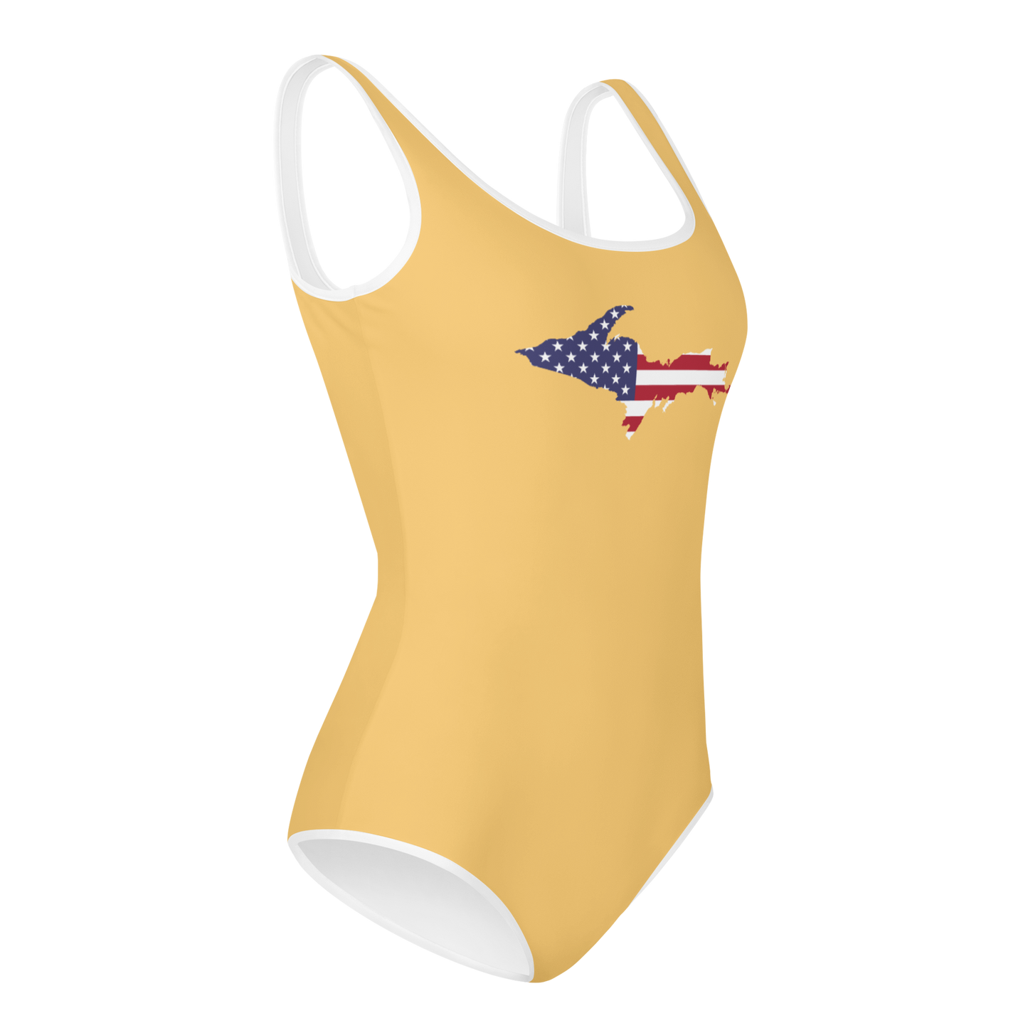 Michigan Upper Peninsula Youth Swimsuit (w/ UP Outline) | Citrine