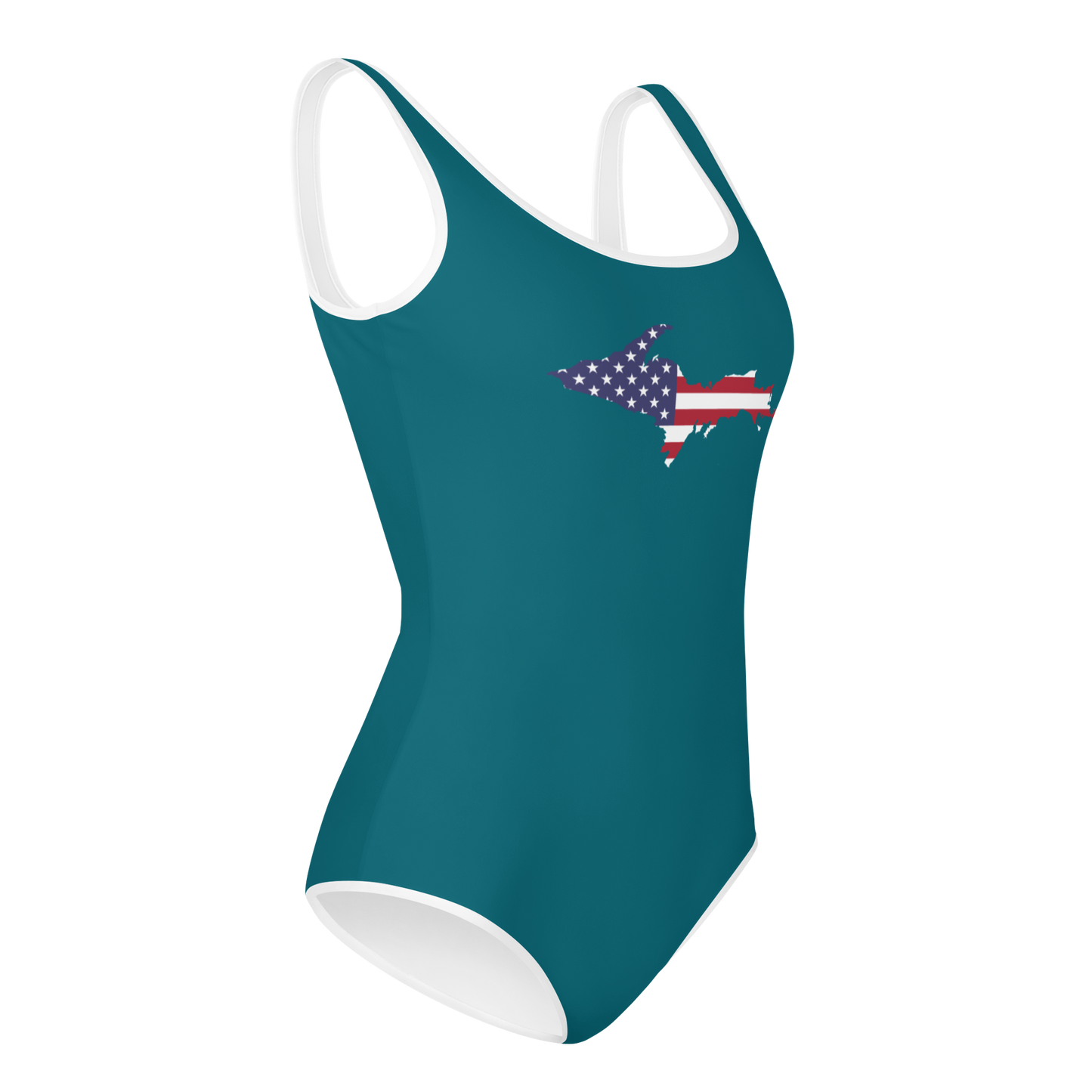 Michigan Upper Peninsula Youth Swimsuit (w/ UP Outline) | Auburn Hills Teal