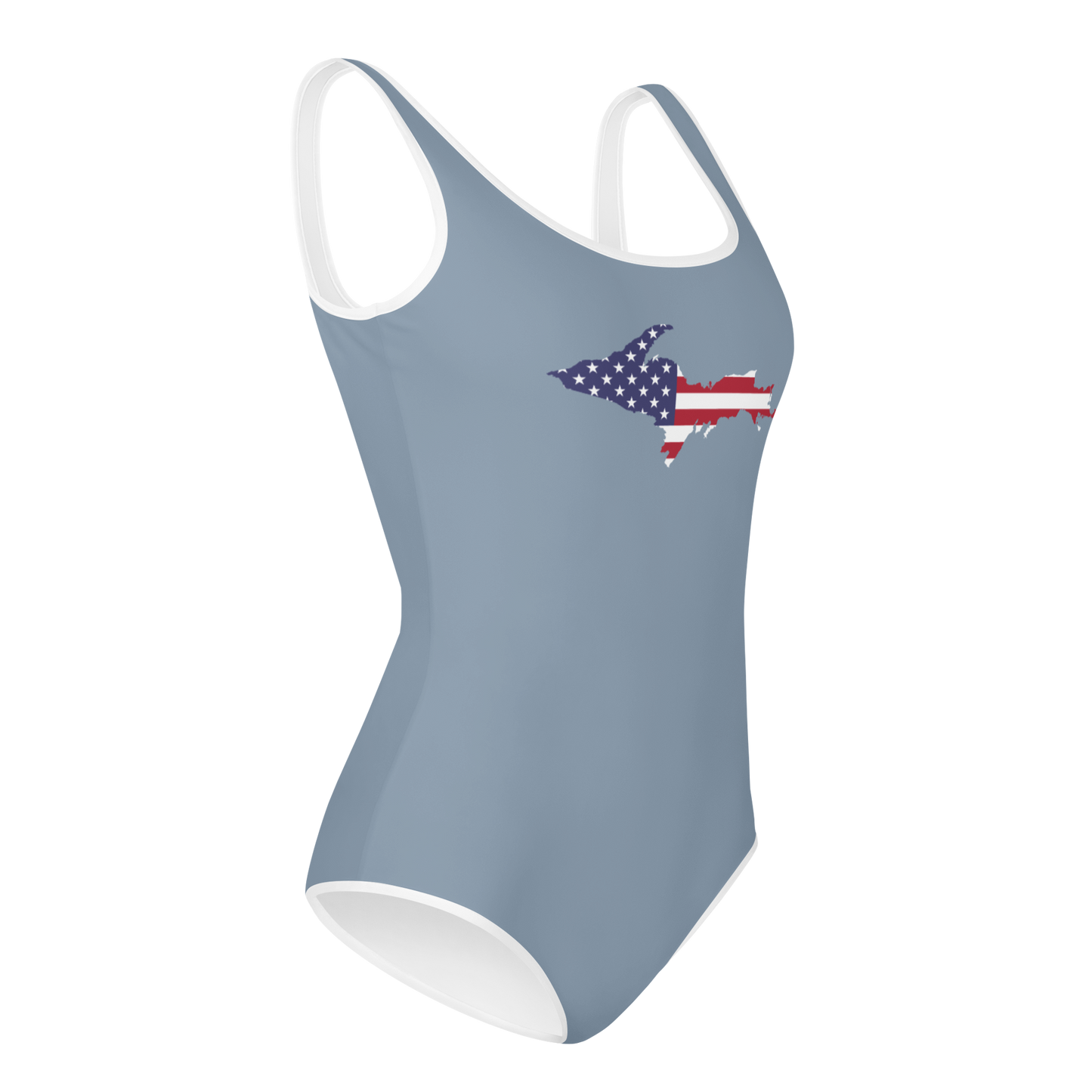 Michigan Upper Peninsula Youth Swimsuit (w/ UP Outline) | B-24 Grey