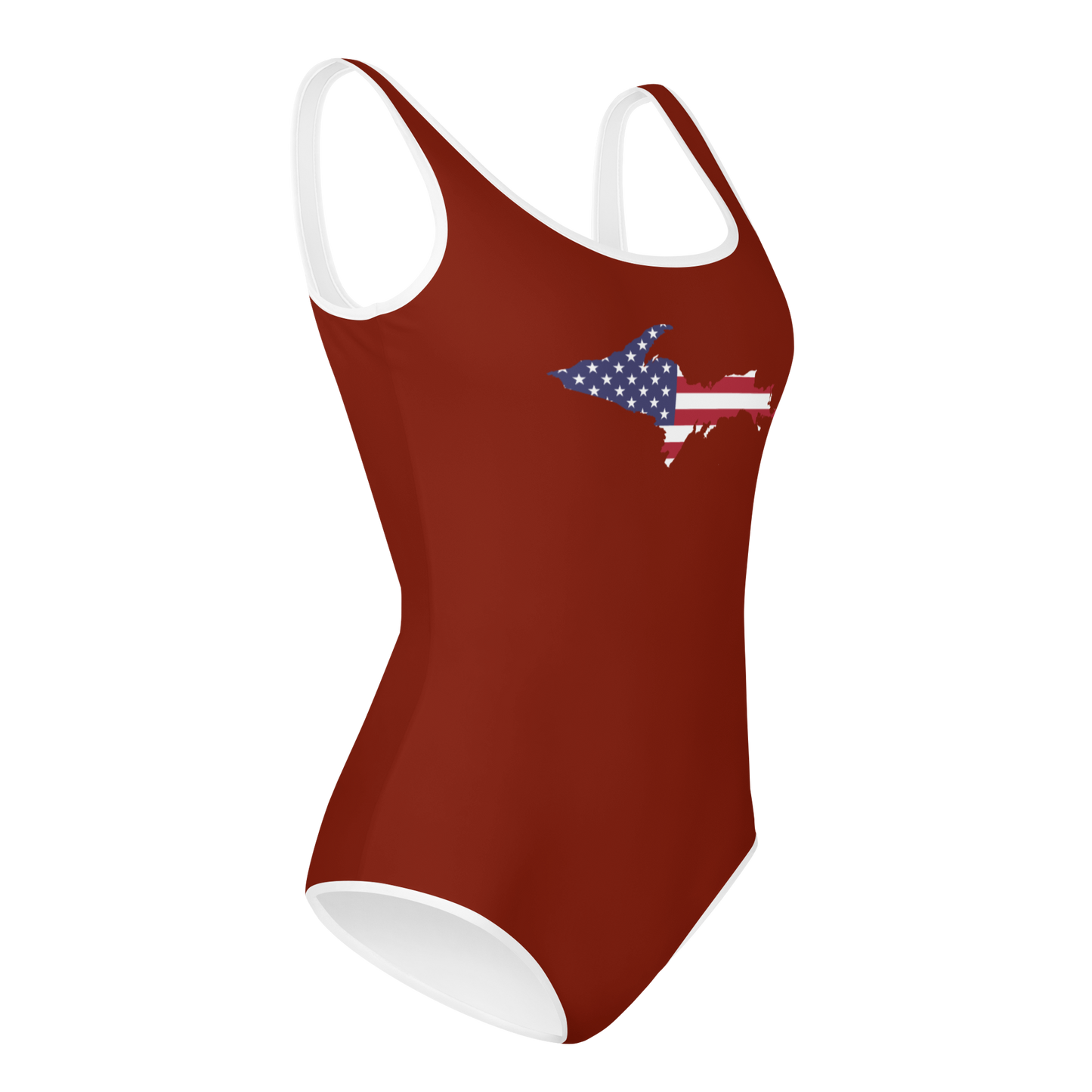 Michigan Upper Peninsula Youth Swimsuit (w/ UP Outline) | Cherryland Red