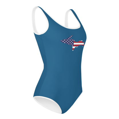 Michigan Upper Peninsula Youth Swimsuit (w/ UP Outline) | Blueberry