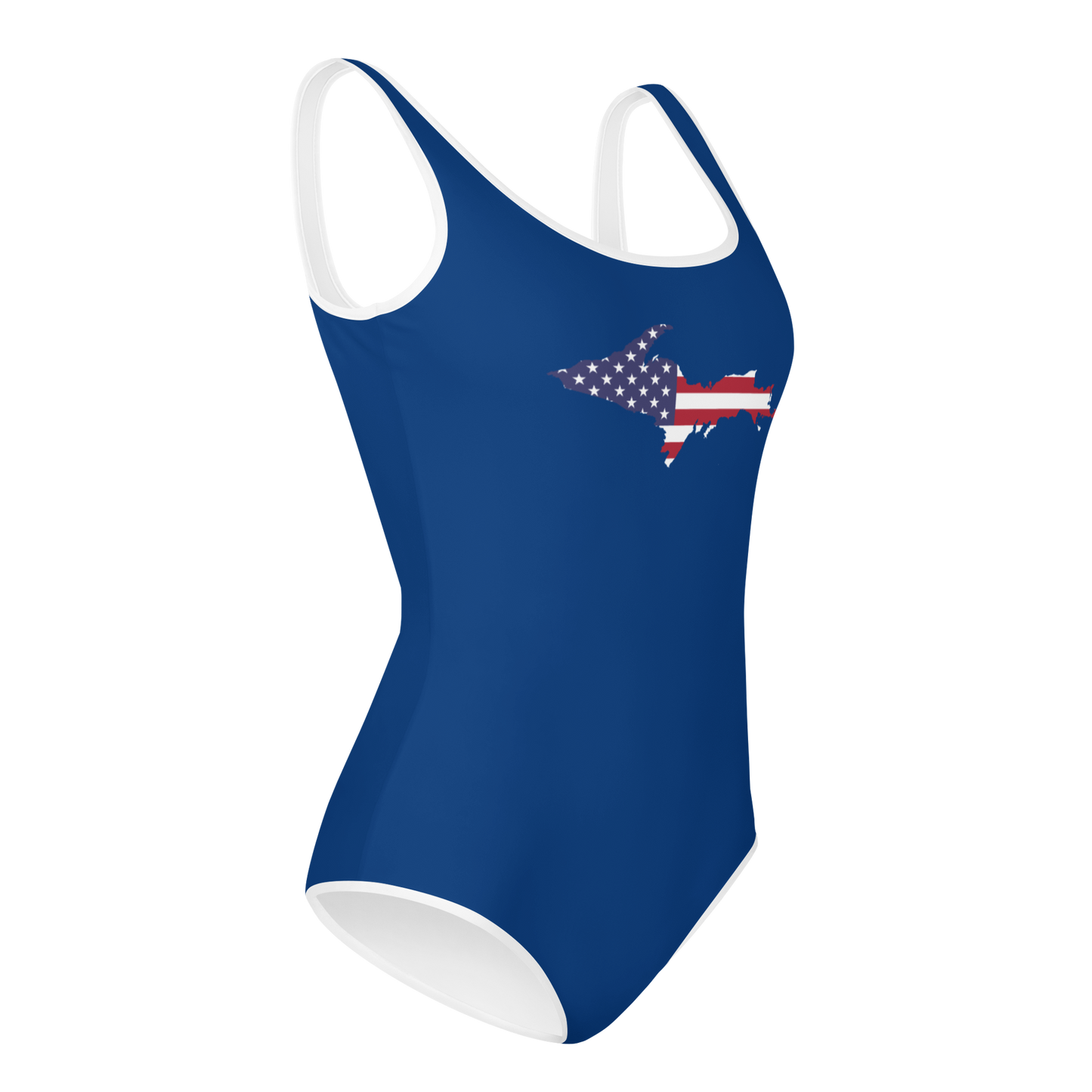 Michigan Upper Peninsula Youth Swimsuit (w/ UP Outline) | Dearborn Blue