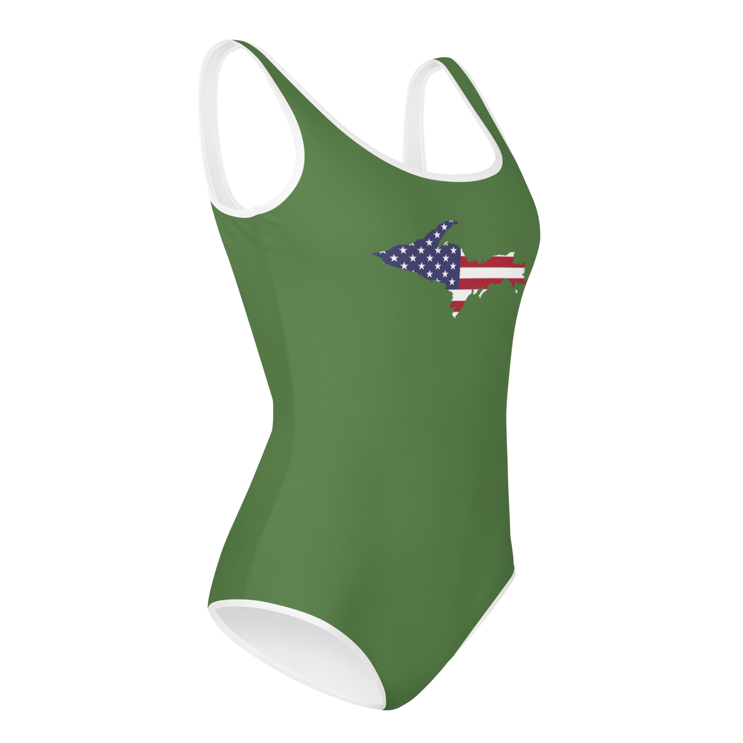 Michigan Upper Peninsula Youth Swimsuit (w/ UP Outline) | Pine Green