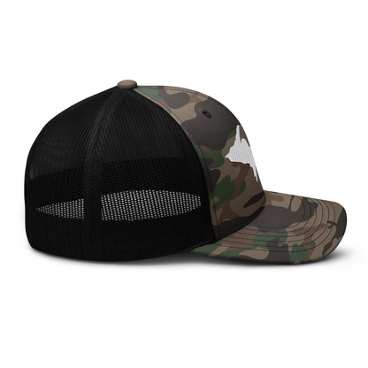 Michigan Upper Peninsula Camo Trucker Hat (w/ UP Outline)