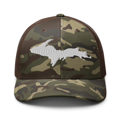 Michigan Upper Peninsula Camo Trucker Hat (w/ UP Outline)